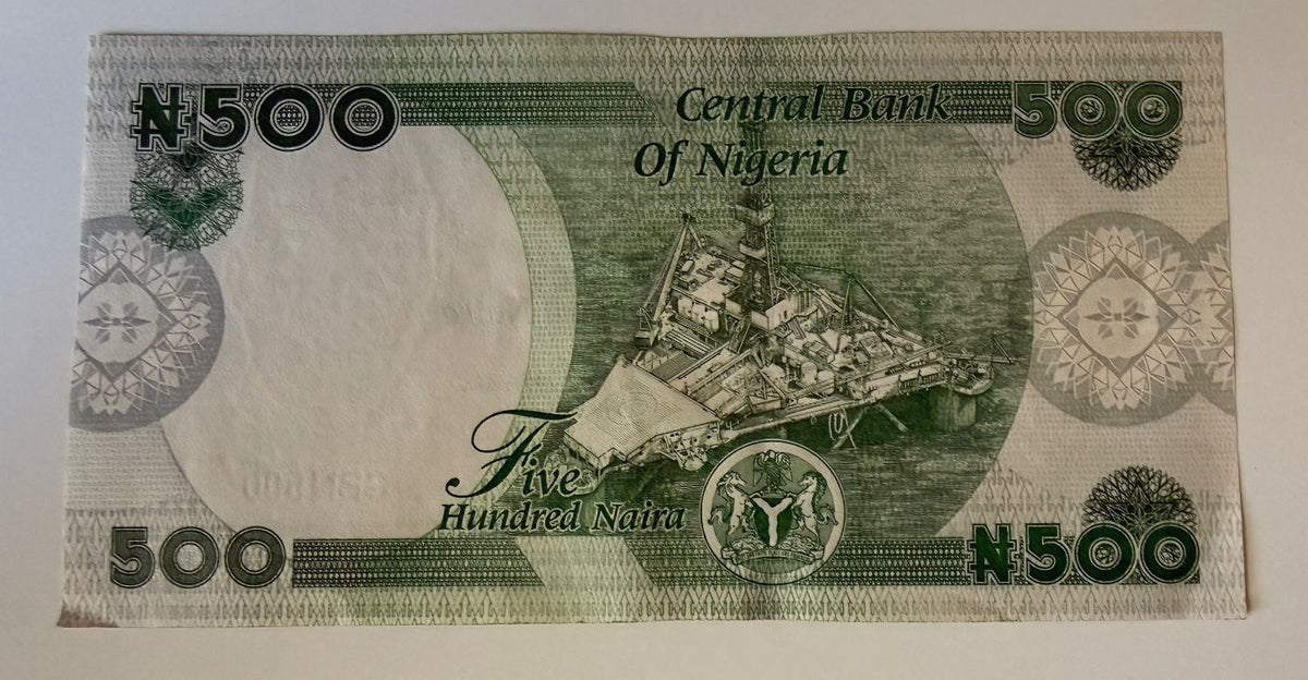 Nigeria 2022 500 Naira P-48a Nnamdi Azikiwe Oil Rig Banknote - 165 – alternate product view 2 of 2