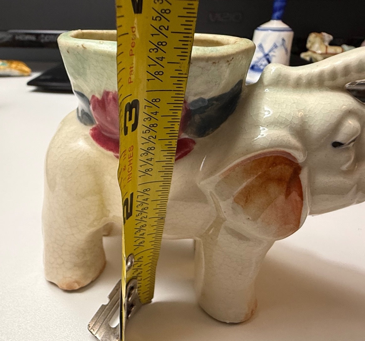 Vintage Occupied Japan Elephant Planter Trunk Up Floral Ceramic 5” – alternate product view 10 of 11