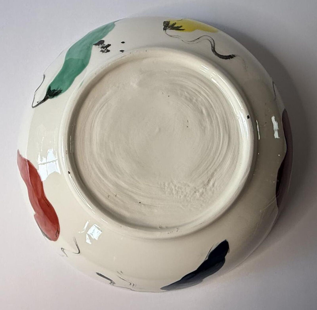 Hand Painted Southwestern Chili Pepper Ceramic Bowl 12” Folk Art Pottery – alternate product view 6 of 8