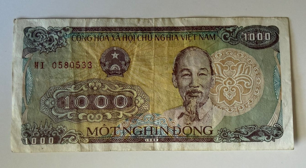 Vietnam 1988 1000 Dong P-106a Ho Chi Minh Elephant Logging Banknote - 172