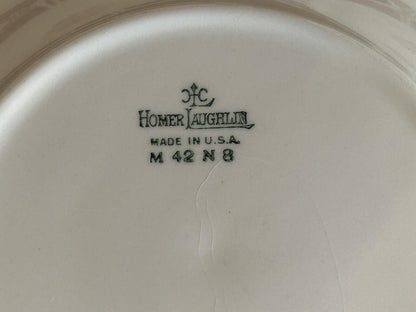 8 Homer Laughlin Piccadilly 7.5” Plates red rim gold floral center 1940s