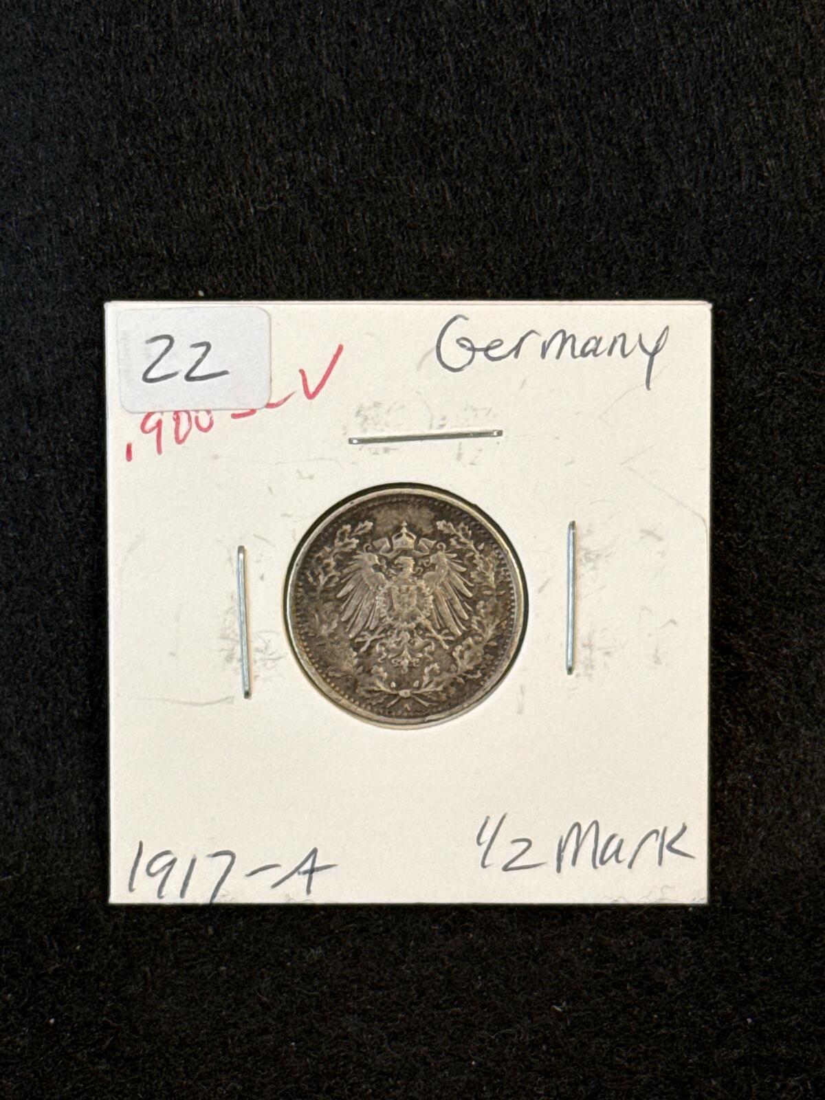 1917-A Germany 1/2 mark .900 silver - FC26030122