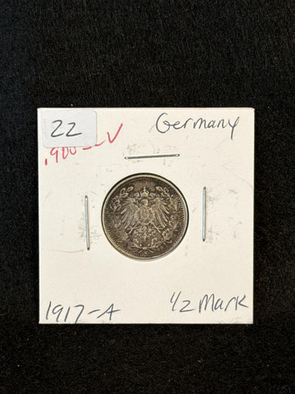 1917-A Germany 1/2 mark .900 silver - FC26030122