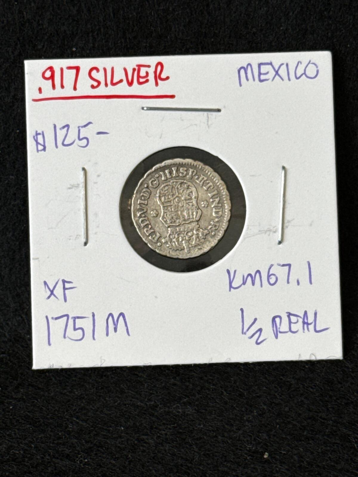 1751 M Mexico (Spanish Colonies) 1/2 Real - KM67.1 - XF - .917 Silver - FC26030141