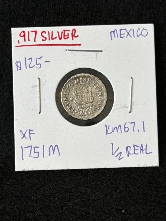 1751 M Mexico (Spanish Colonies) 1/2 Real - KM67.1 - XF - .917 Silver - FC26030141