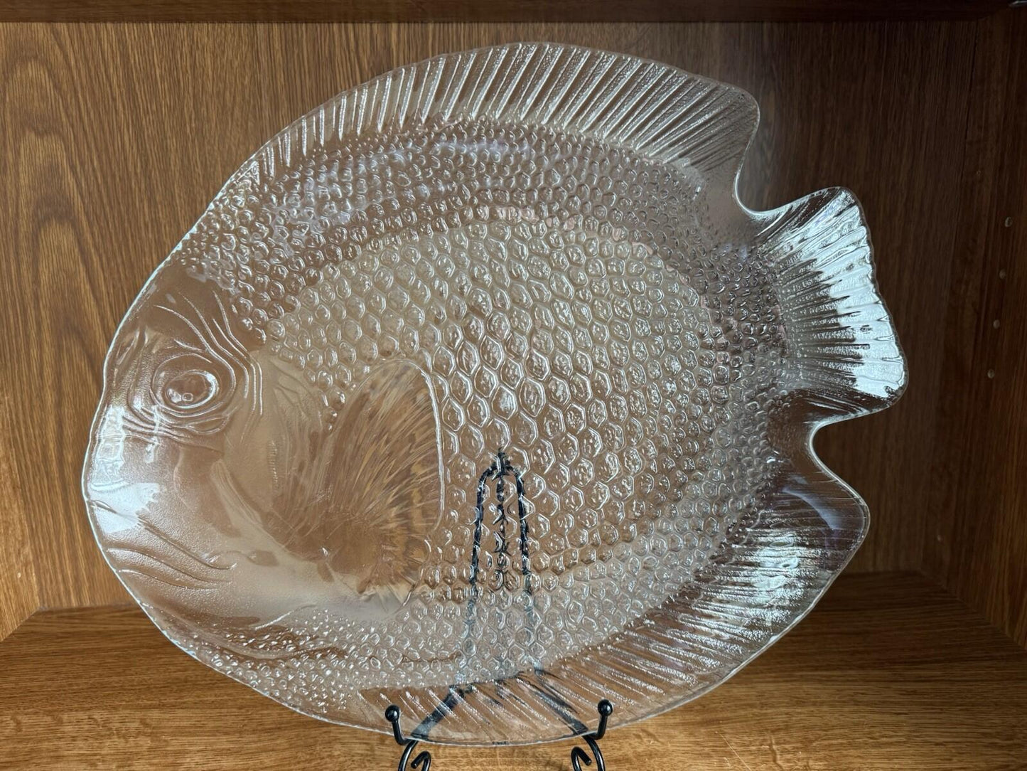 Vtg 70's Arcoroc France Fish Shaped Platter Serving Plate 15" Glass Poisson Tray