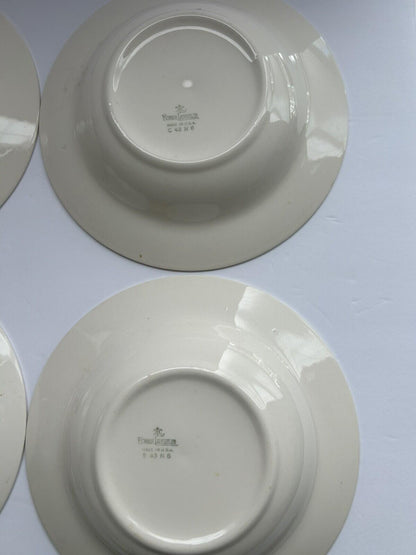 6 Homer Laughlin Piccadilly Rim Soup Bowls P531 Red Rim Gold Floral Center 1942