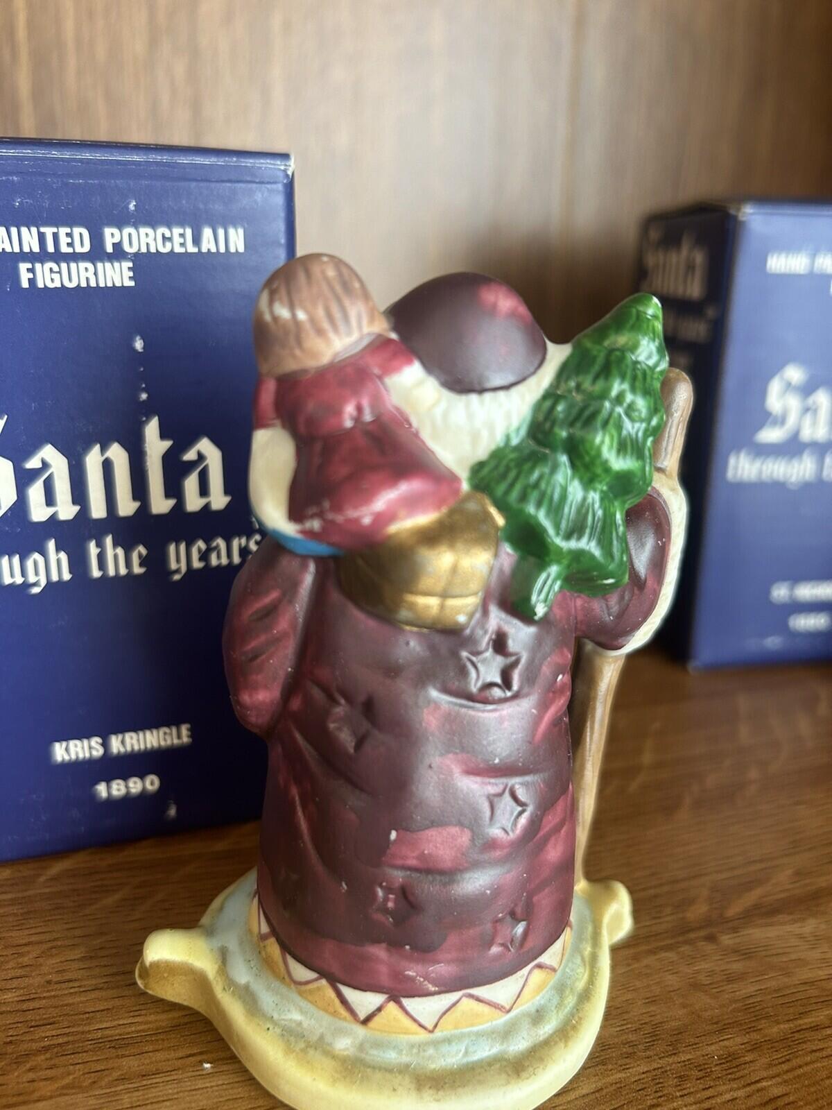 3 Santa Claus Through the Years Figures Figurine Porcelain Holiday Collectibles