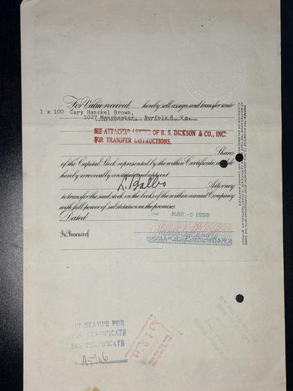 Joseph Dixon Crucible Company 100 share stock certificate 1959 A5705