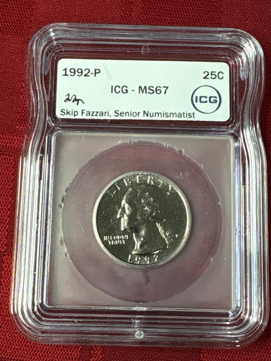 SALE! - 1992-P ICG MS67 25C Skip Fazzari signed - SL26010