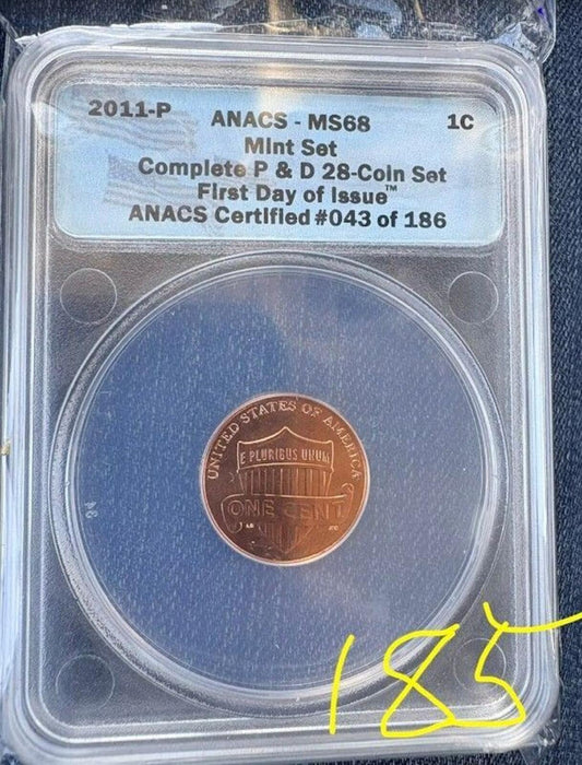 SALE!!! - 2011-P MS 68 1C Slab - ANACS - Frist Day of Issue