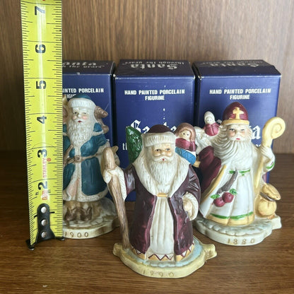 3 Santa Claus Through the Years Figures Figurine Porcelain Holiday Collectibles