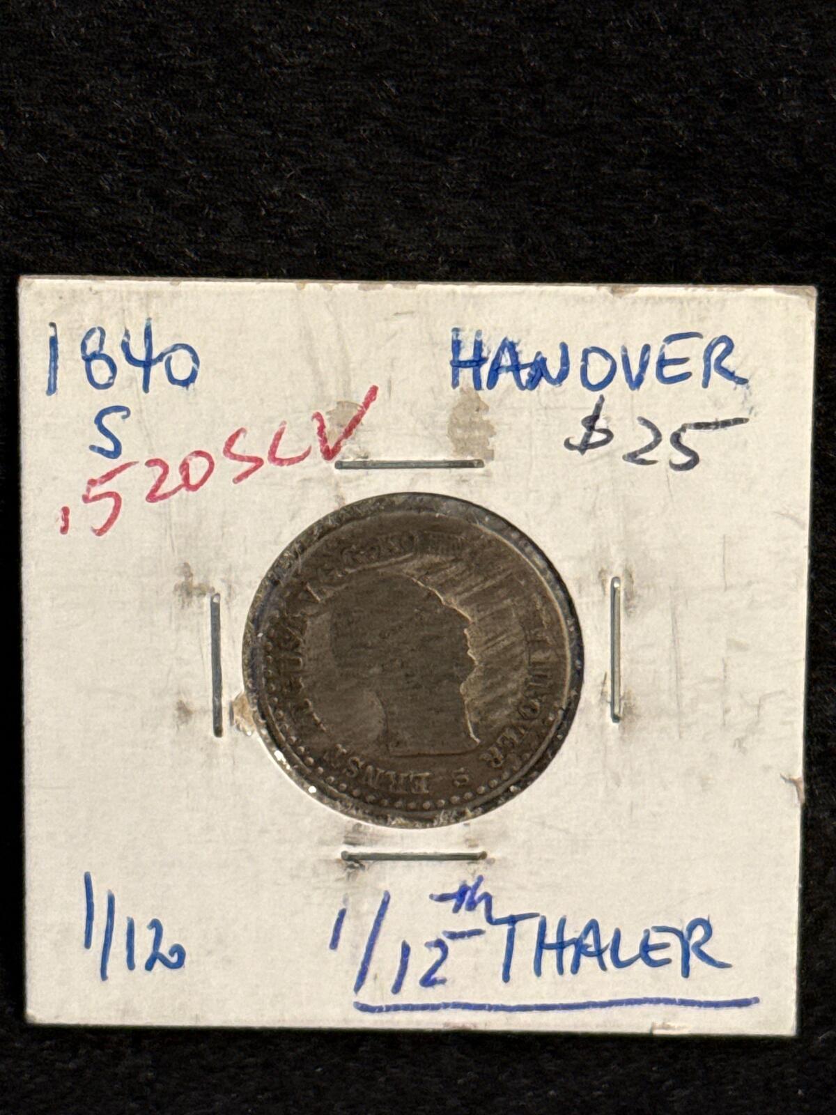 1840S Hannover 1/12th Thaler .520 silver - FC26030168