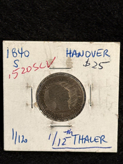 1840S Hannover 1/12th Thaler .520 silver - FC26030168