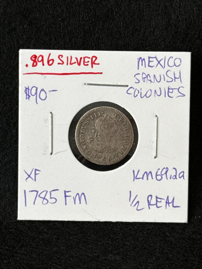 1785 FM Mexico (Spanish Colonies) 1/2 Real - KM69.2a - XF - .8958 Silver - FC26030139
