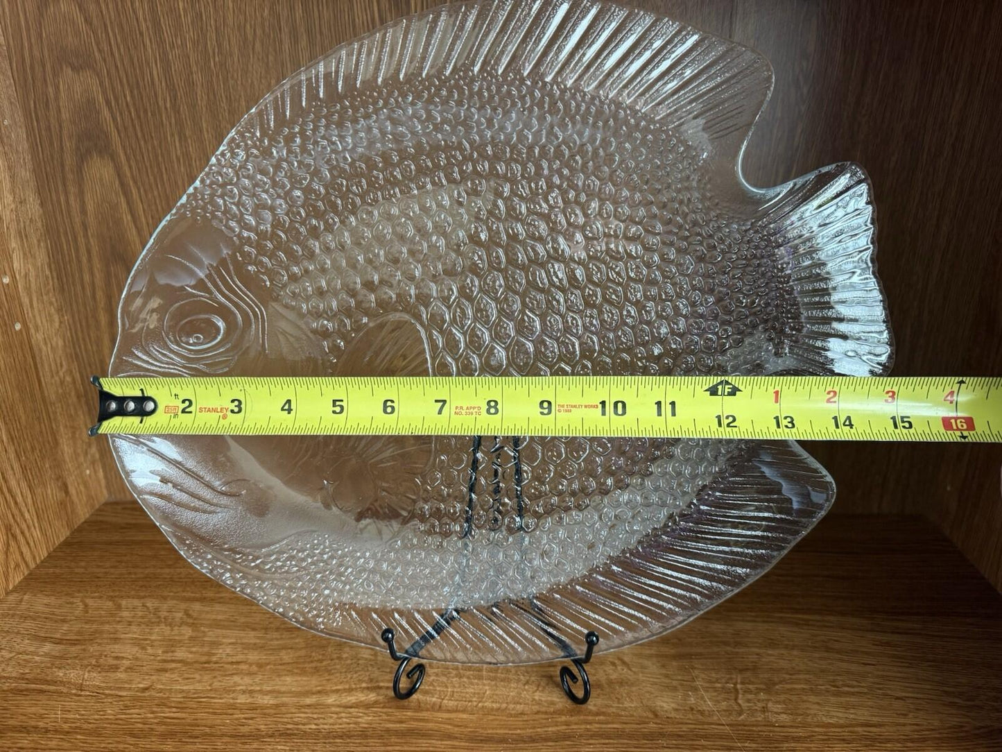Vtg 70's Arcoroc France Fish Shaped Platter Serving Plate 15" Glass Poisson Tray