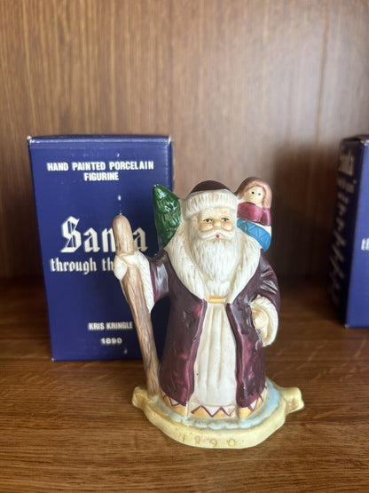 3 Santa Claus Through the Years Figures Figurine Porcelain Holiday Collectibles