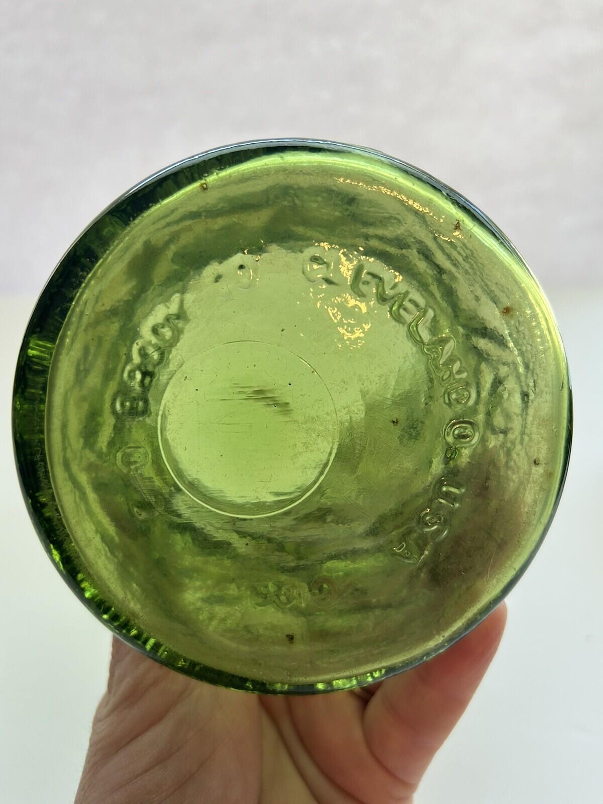 Vintage 1970 Glass Crinkle Vase E.O. Brody Emerald