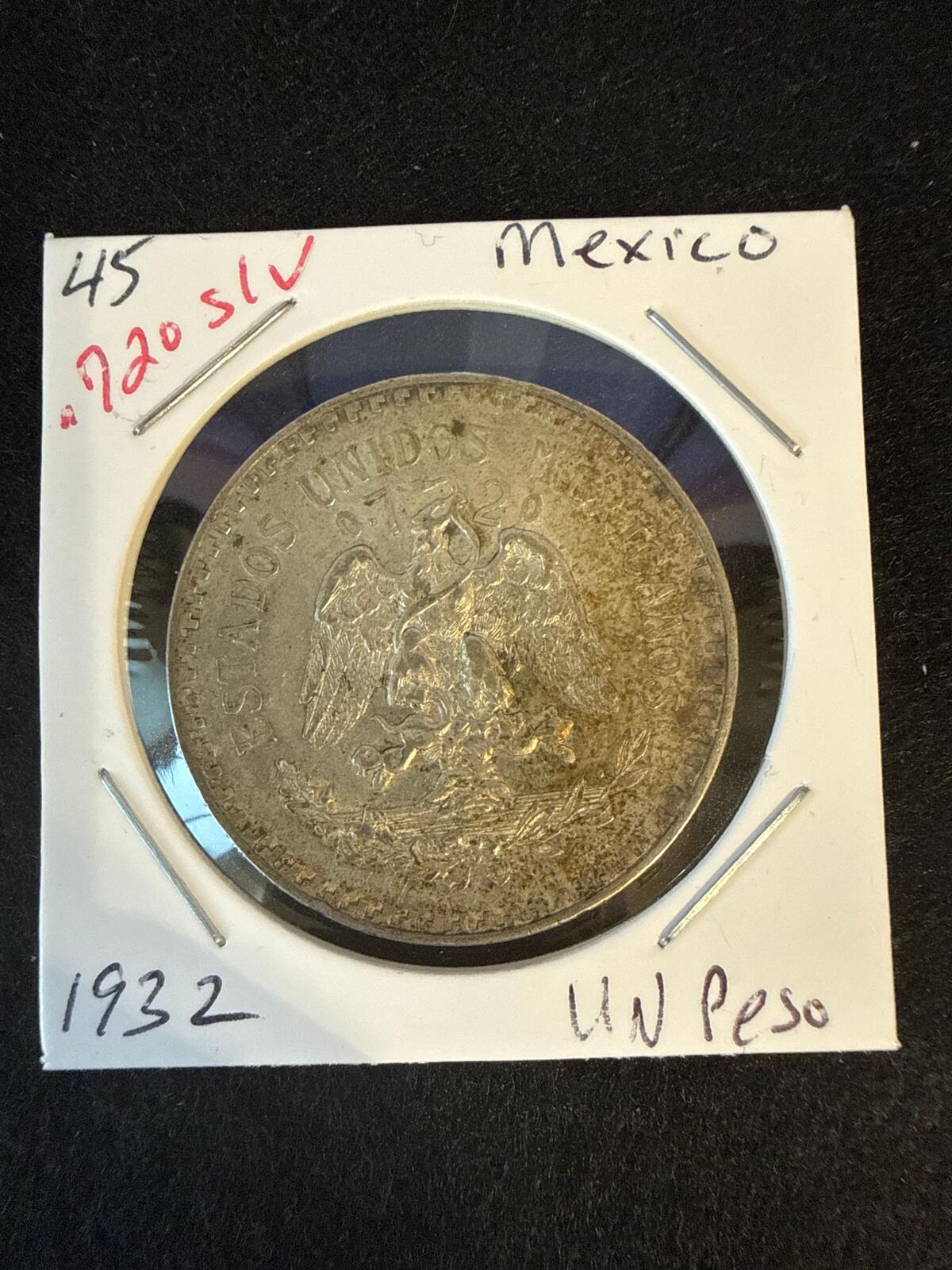 1932 Mexico Un Peso .720 silver