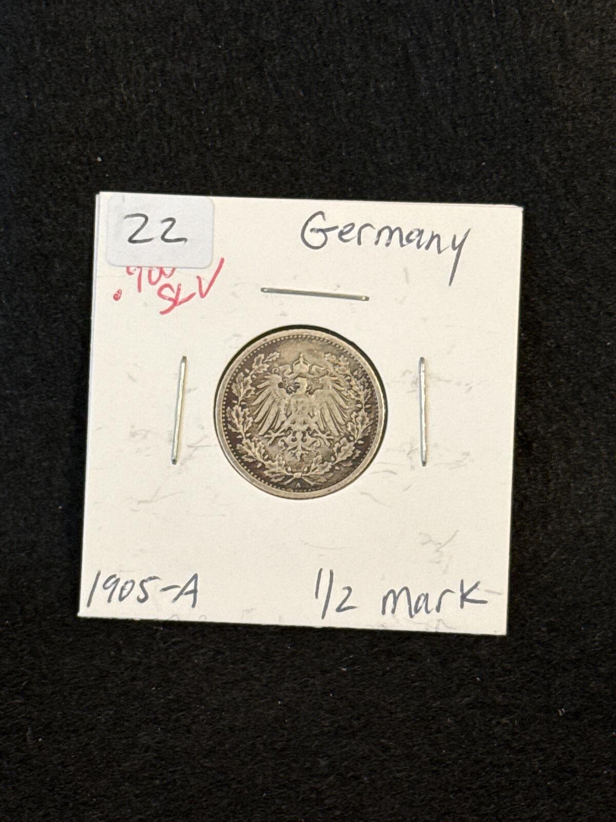 1905-A Germany 1/2 mark .900 silver - FC26030127