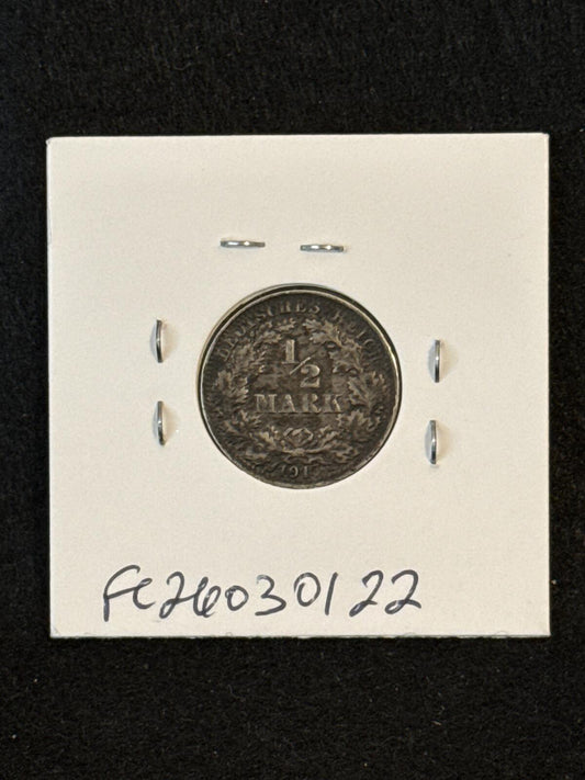 1917-A Germany 1/2 mark .900 silver - FC26030122