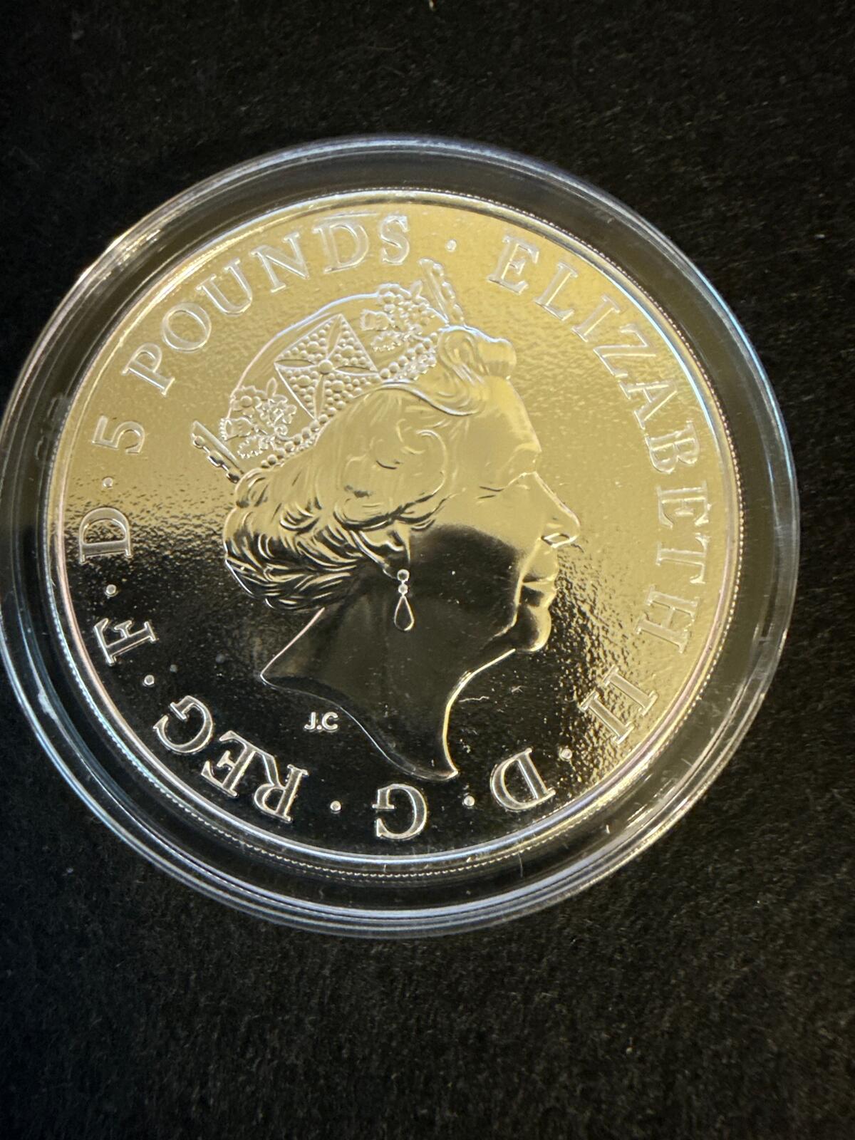 2016 Great Britain 5 LB Lion of England - 2 oz. .9999 fine silver