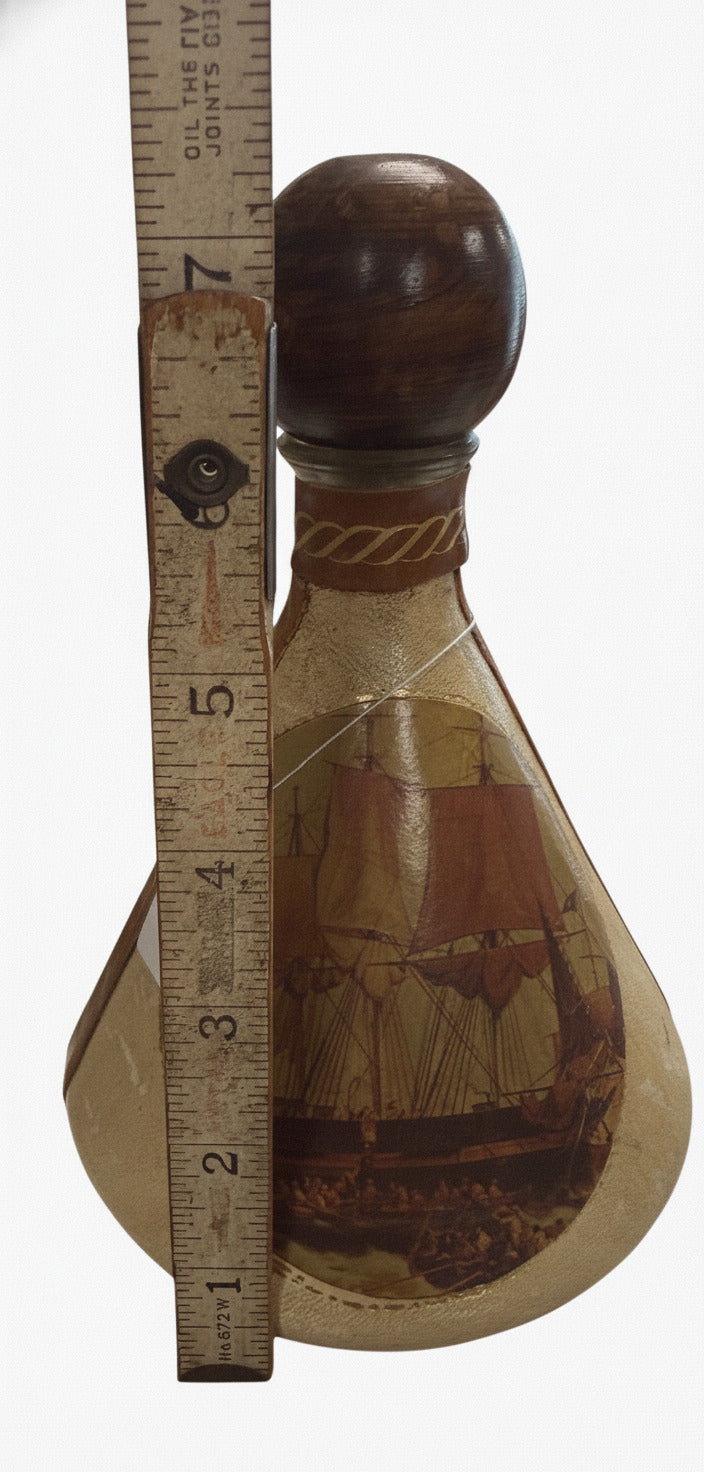 Vintage Fausto Contini Genuine Leather Sailing Ship Decanter – Florence, Italy – alternate product view 8 of 9