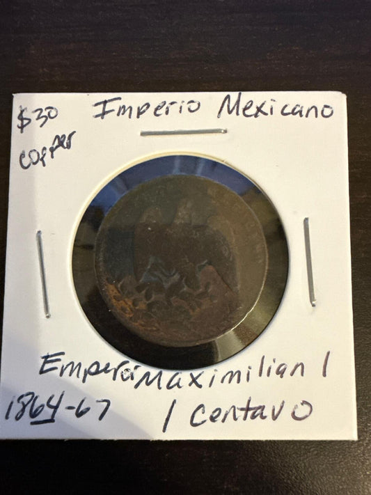 1964-67 Imperio Mexicano 1 Centavo - Emperor Maximilian I - Copper - FC26040185