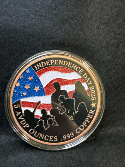 5 AVDP Ounce Colorized Copper Round - Independence Day 2025