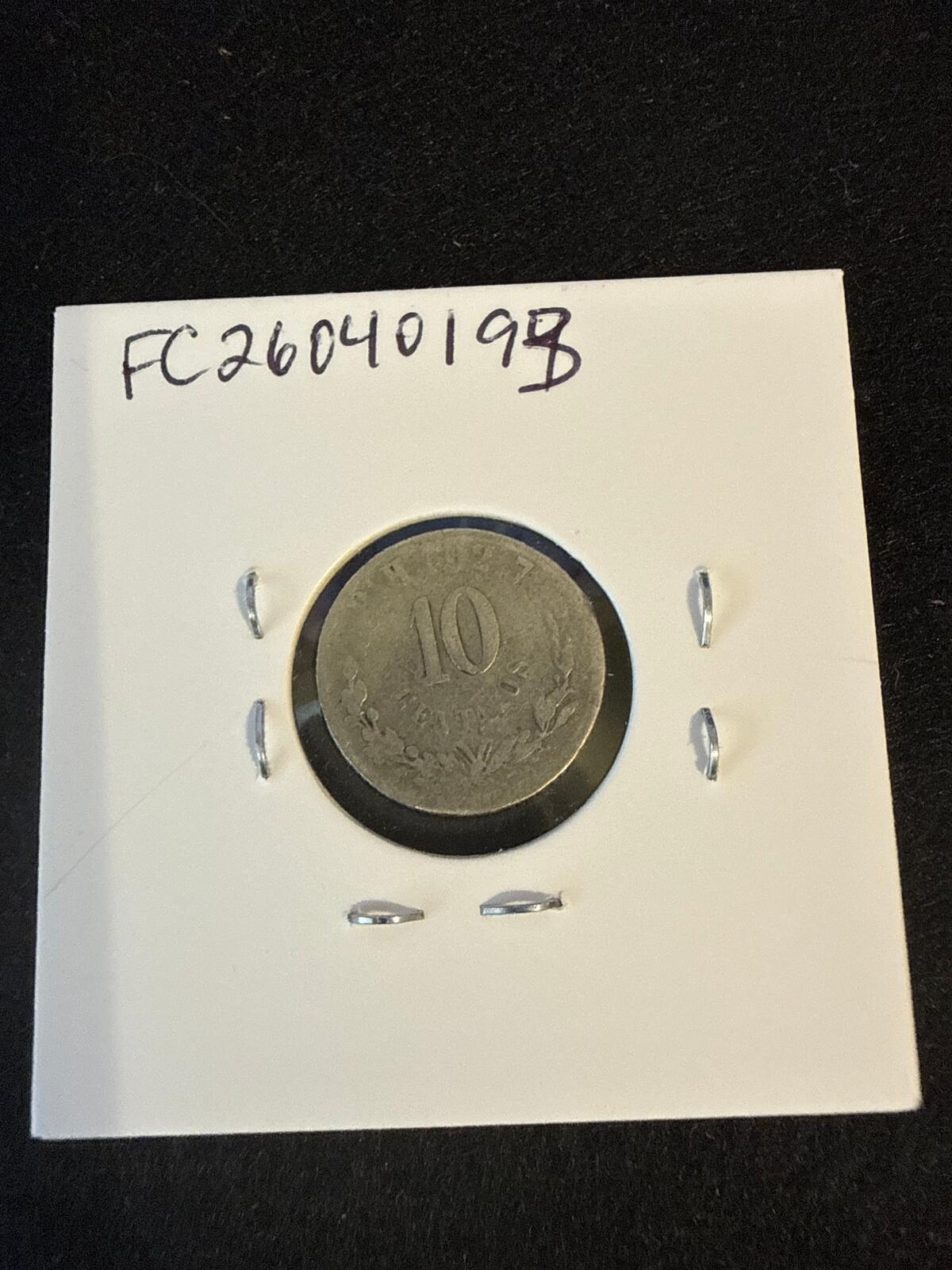 1887 Mexico 10 centavos .875 silver