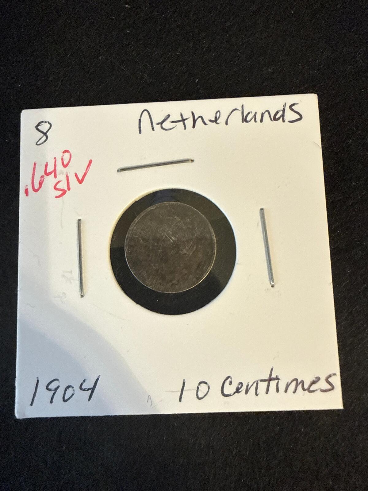 1904 Netherlands 10 centimes .640 silver