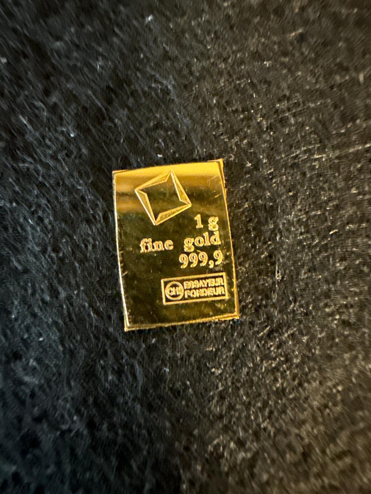 Essayeur Fondeur 1 gram .9999 fine gold bar