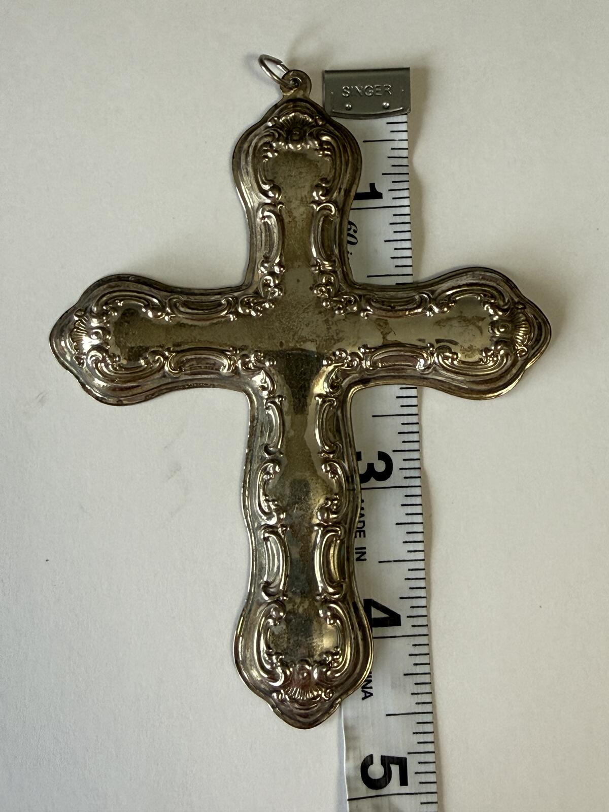 Gorham Sterling Silver Cross Christmas Ornament 1999 Strasbourg Pattern 26.9 g