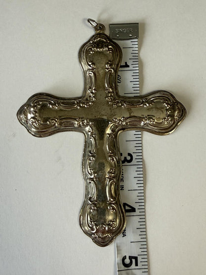 Gorham Sterling Silver Cross Christmas Ornament 1999 Strasbourg Pattern 26.9 g