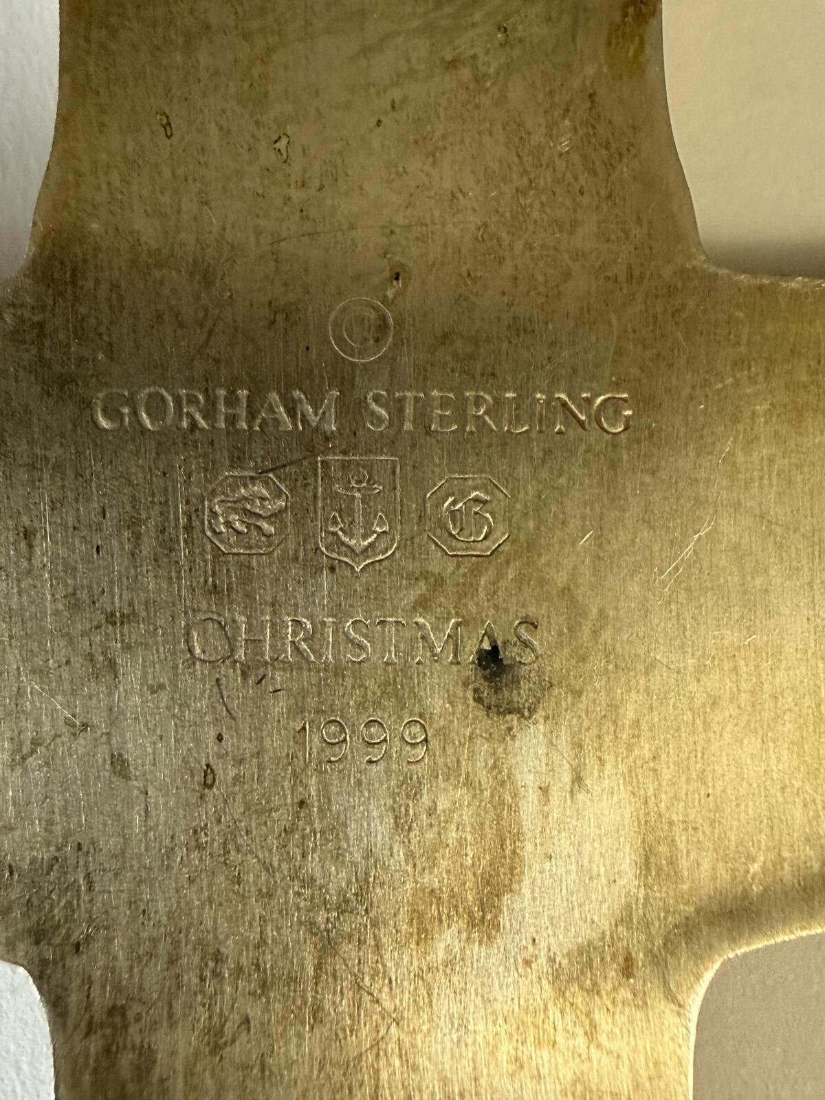 Gorham Sterling Silver Cross Christmas Ornament 1999 Strasbourg Pattern 26.9 g