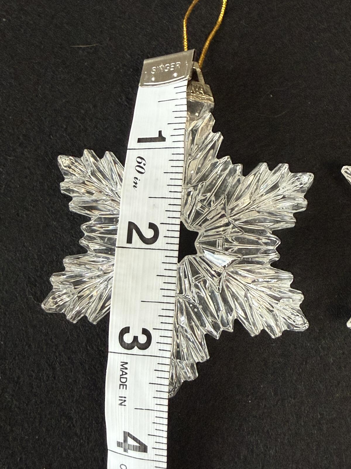 Lot of 2 OMMA German Full Lead Crystal Snowflake Star Christmas Ornaments