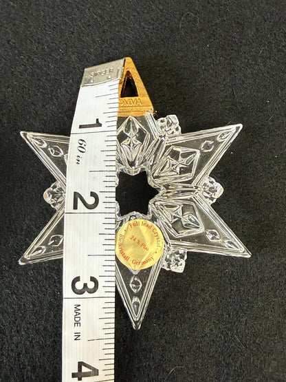 Lot of 2 OMMA German Full Lead Crystal Snowflake Star Christmas Ornaments