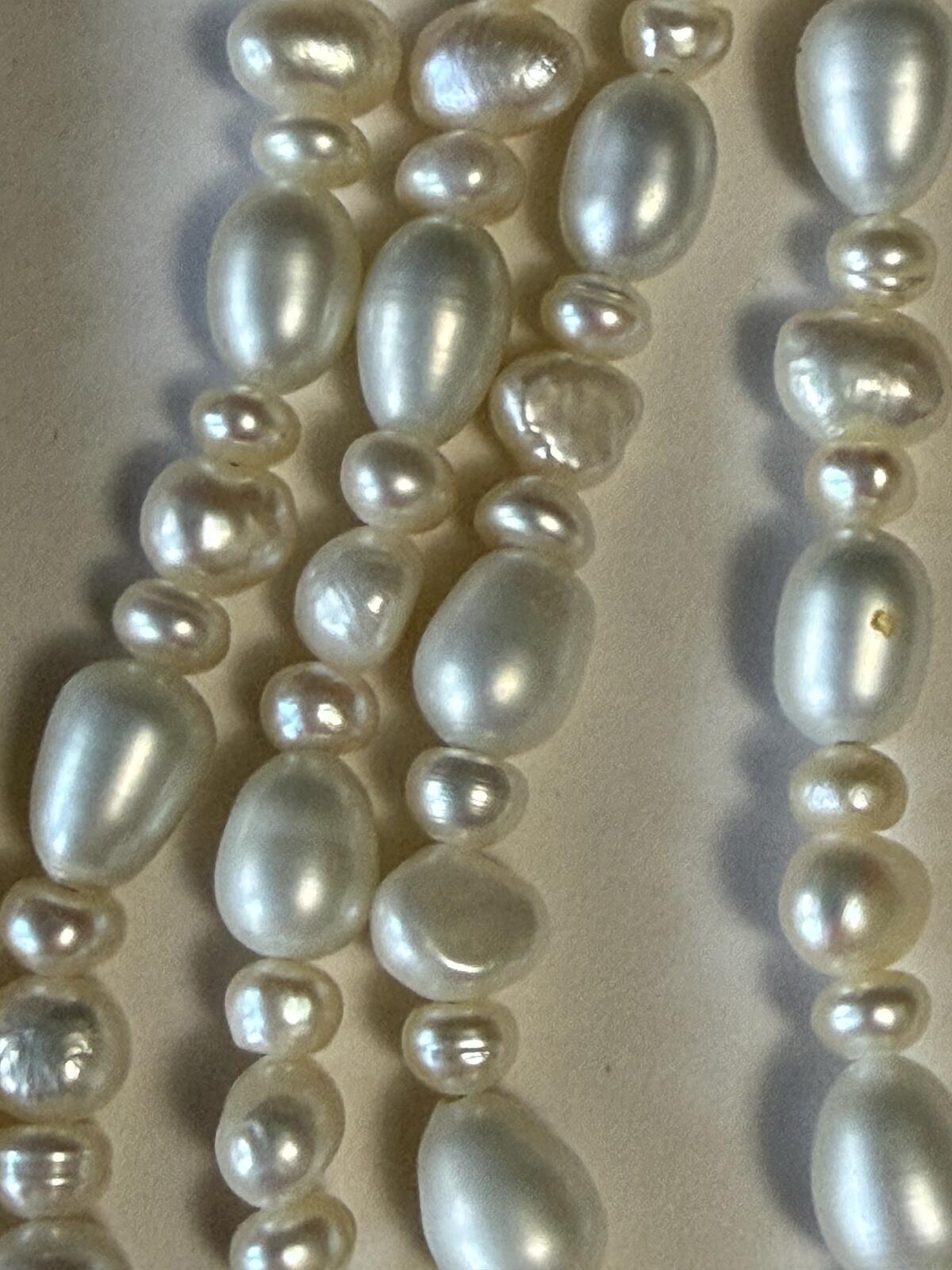 Vintage Faux Pearl Necklace Lot 3 Strand Single Strand Beaded Necklaces