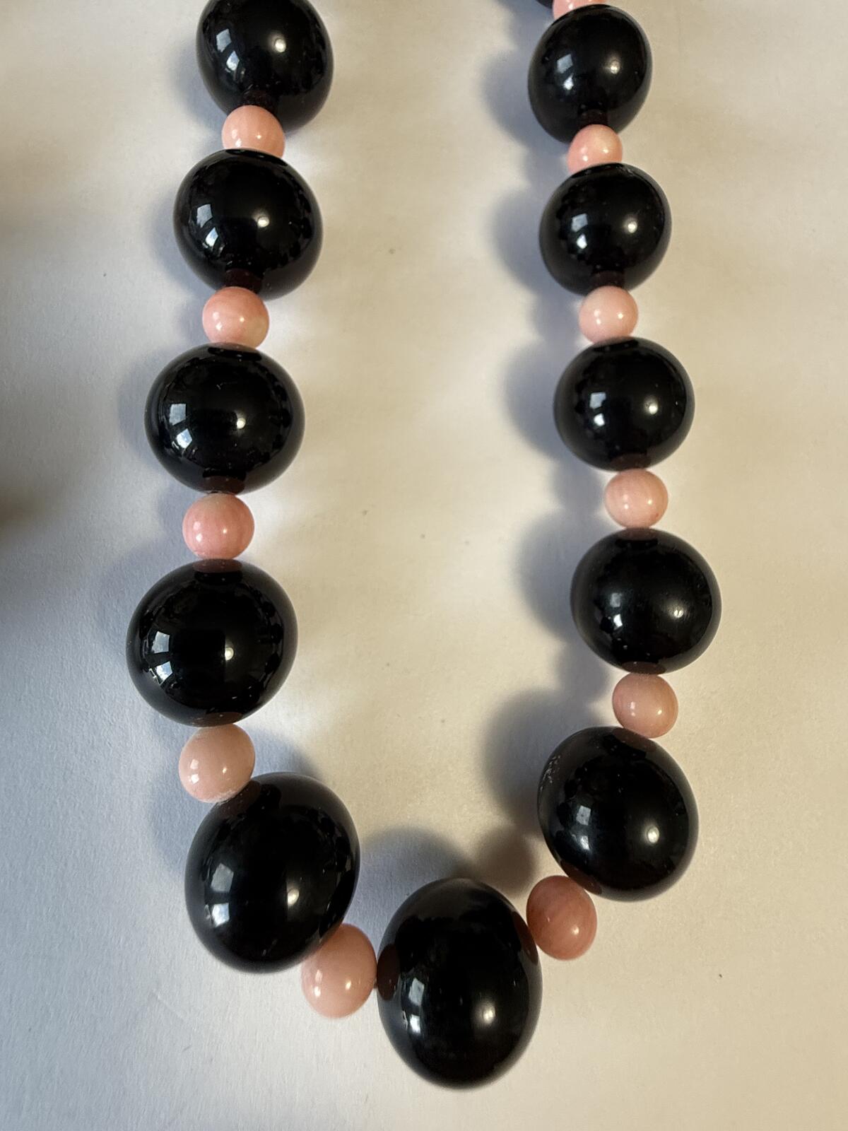 Vintage Beaded Necklace Lot Black Pink & Polka Dot Lucite Acrylic Necklaces