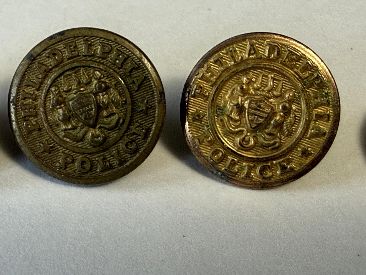 Lot of 4 Vintage Philadelphia Police Uniform Buttons Brass Superior Quality