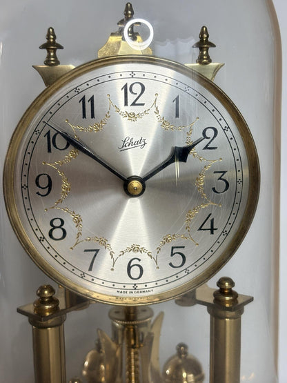 Vintage Schatz 400 Day Anniversary Clock w/ Dome Key Manual & Spare Wire