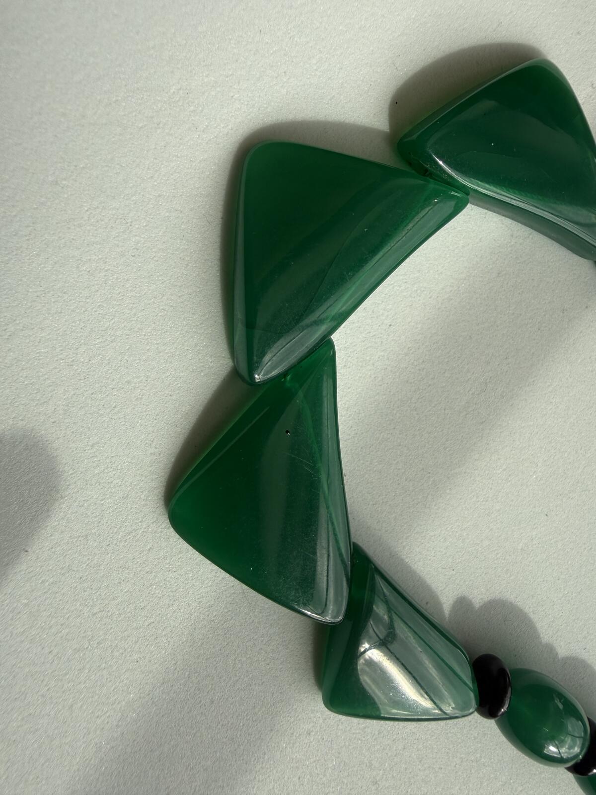 Vintage Green Art Deco Style Statement Necklace Geometric Lucite Acrylic Beads