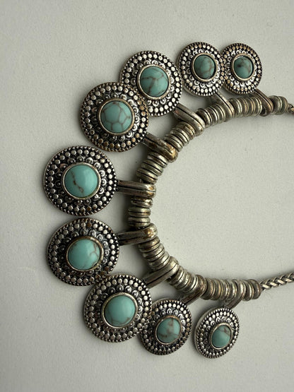 Lucky Brand Turquoise Color Statement Necklace and Earrings Set