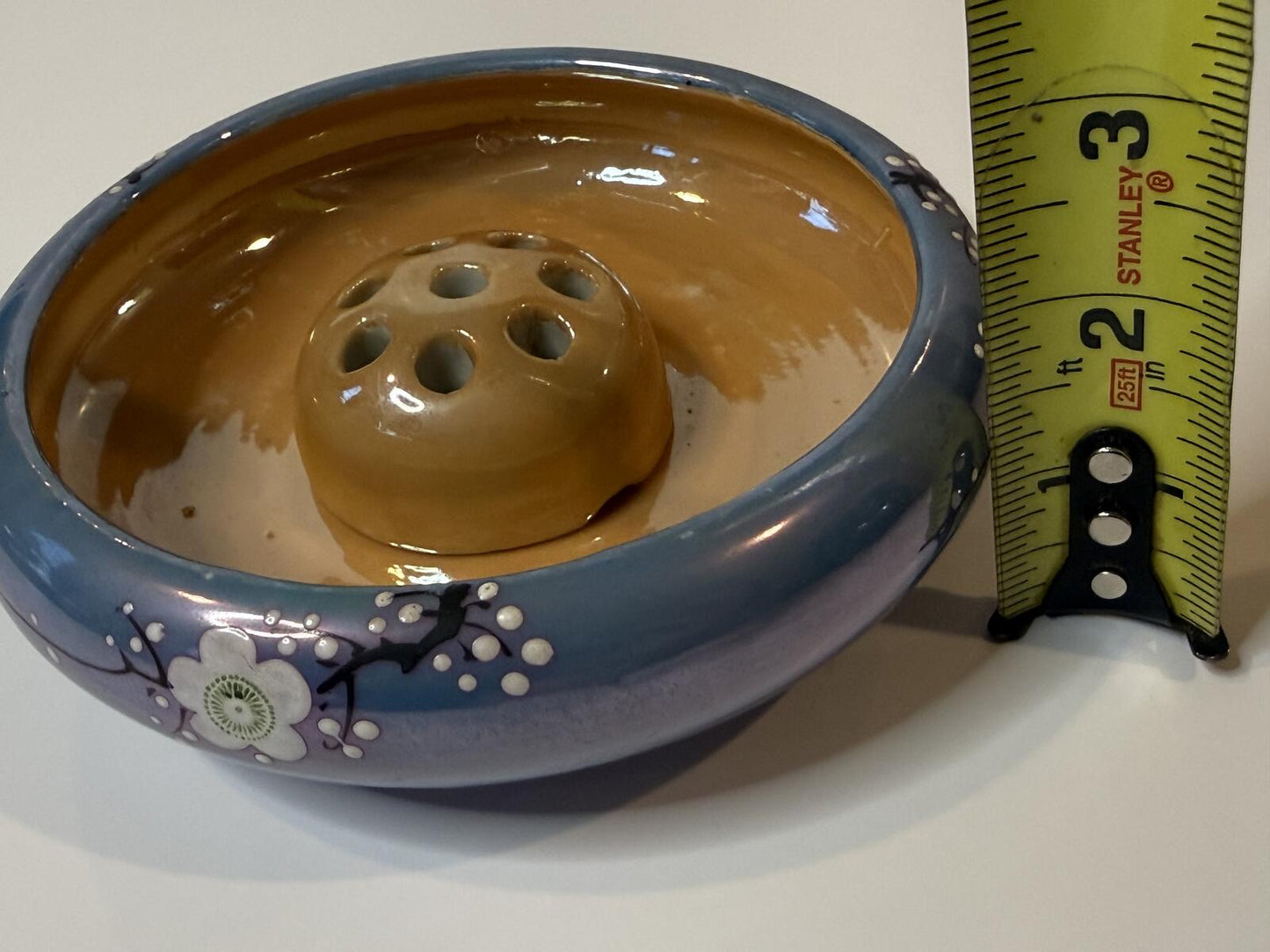 Vintage Japanese Ikebana Flower Arranging Bowl with Removable Flower Frog