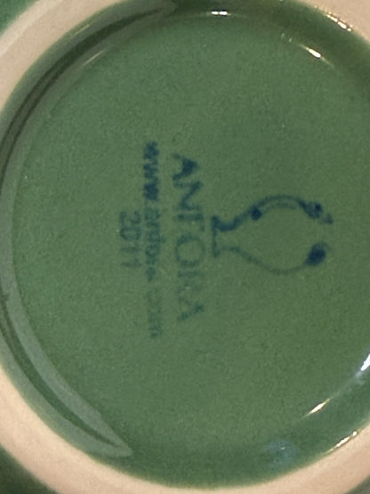 Anfora Mexico Green Stoneware Soup Cereal Bowls Set of 3 Restaurant Ware 2011