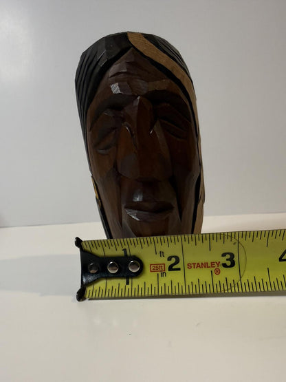 1997 Hand Carved Red Cedar Wall Mask Canada BC Signed Wanikg Folk Art 5”