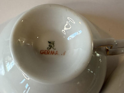 Johann Haviland Bavaria Germany Tea Cup & Saucer Floral Gold Tri