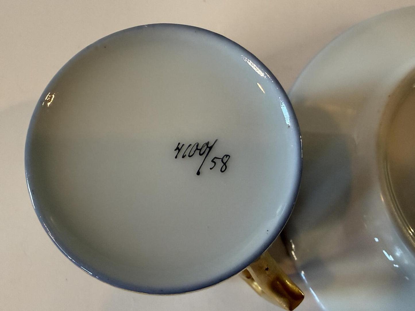 Antique Hamburg Germany Souvenir Cup & Saucer Cobalt Gold Gilt