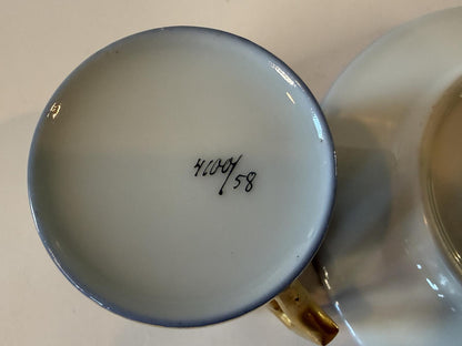 Antique Hamburg Germany Souvenir Cup & Saucer Cobalt Gold Gilt