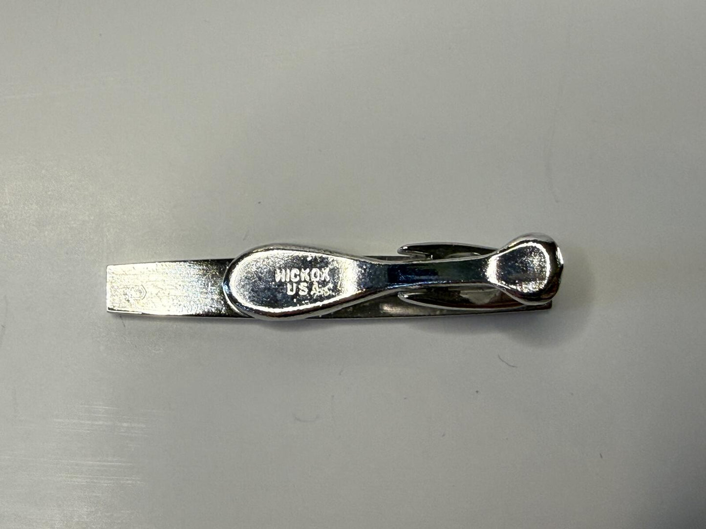 Vintage Hickok USA Cufflinks & Tie Bar Set Silver Tone Brushed Finish MCM